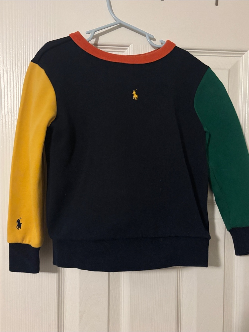 Ralph Lauren Kids Navy Colorblock Sweatshirt & Joggers Set with Yellow Pony - Picture 3 of 5